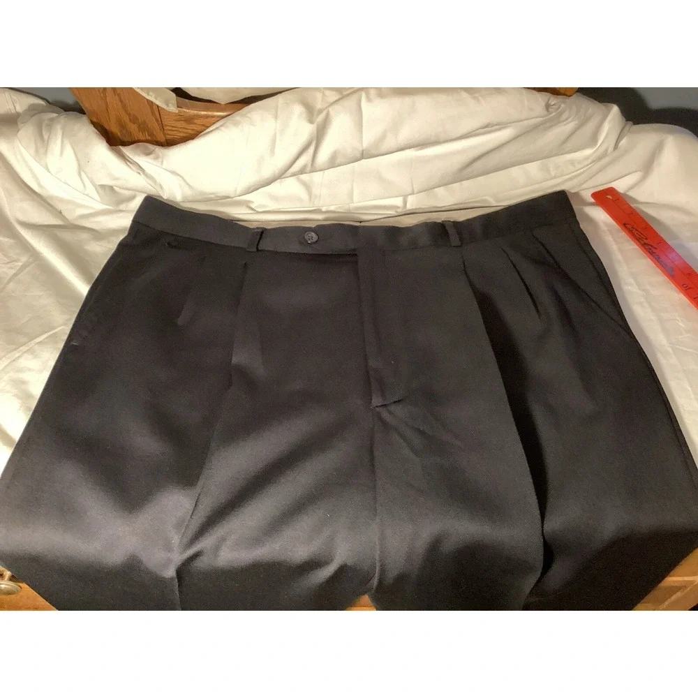LUCA ROSSI ITALIA MEN'S  BLACK  SLACKS  38 W 30‎ INSEAM PLEATED 100% WOOL